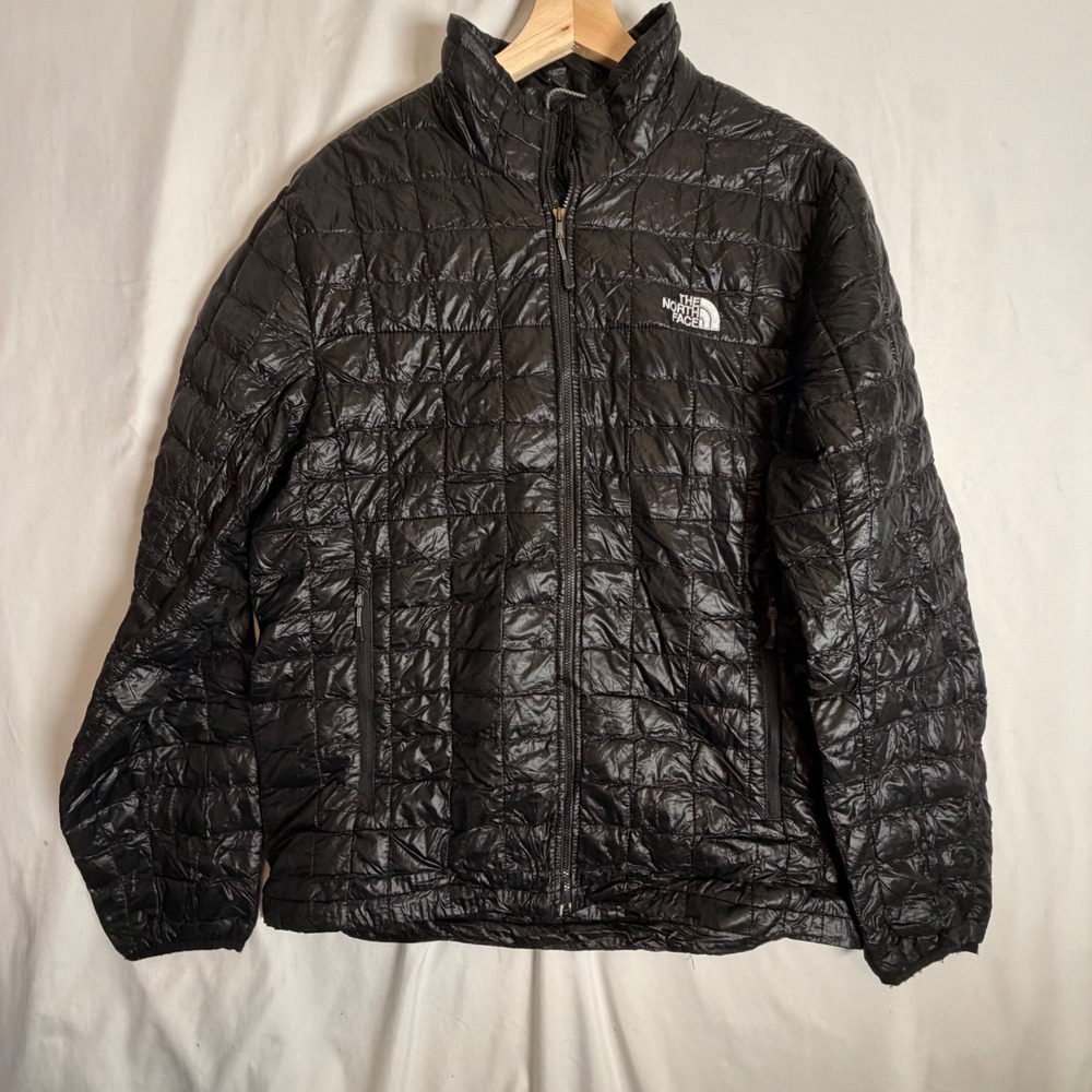 The North Face Thermoball Jacket Mens Medium Black Puffer Full Zip Quilted
